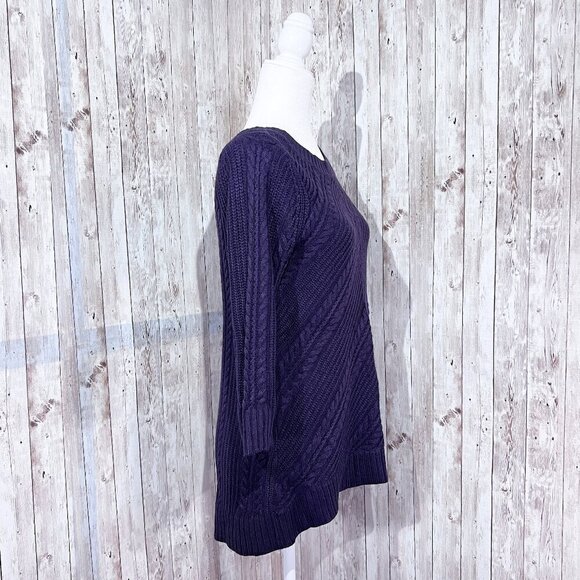 Women's New York & Company Sweater | Purple | 3/4 Sleeve | Round Neck | Small - Picture 3 of 13